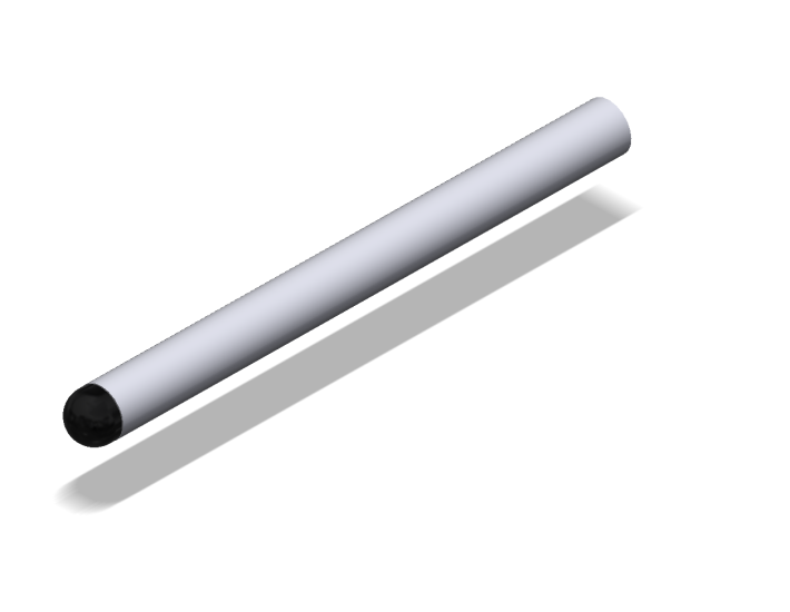 Handle Bar Tube with Outer End Cap, 245mm, Silver
